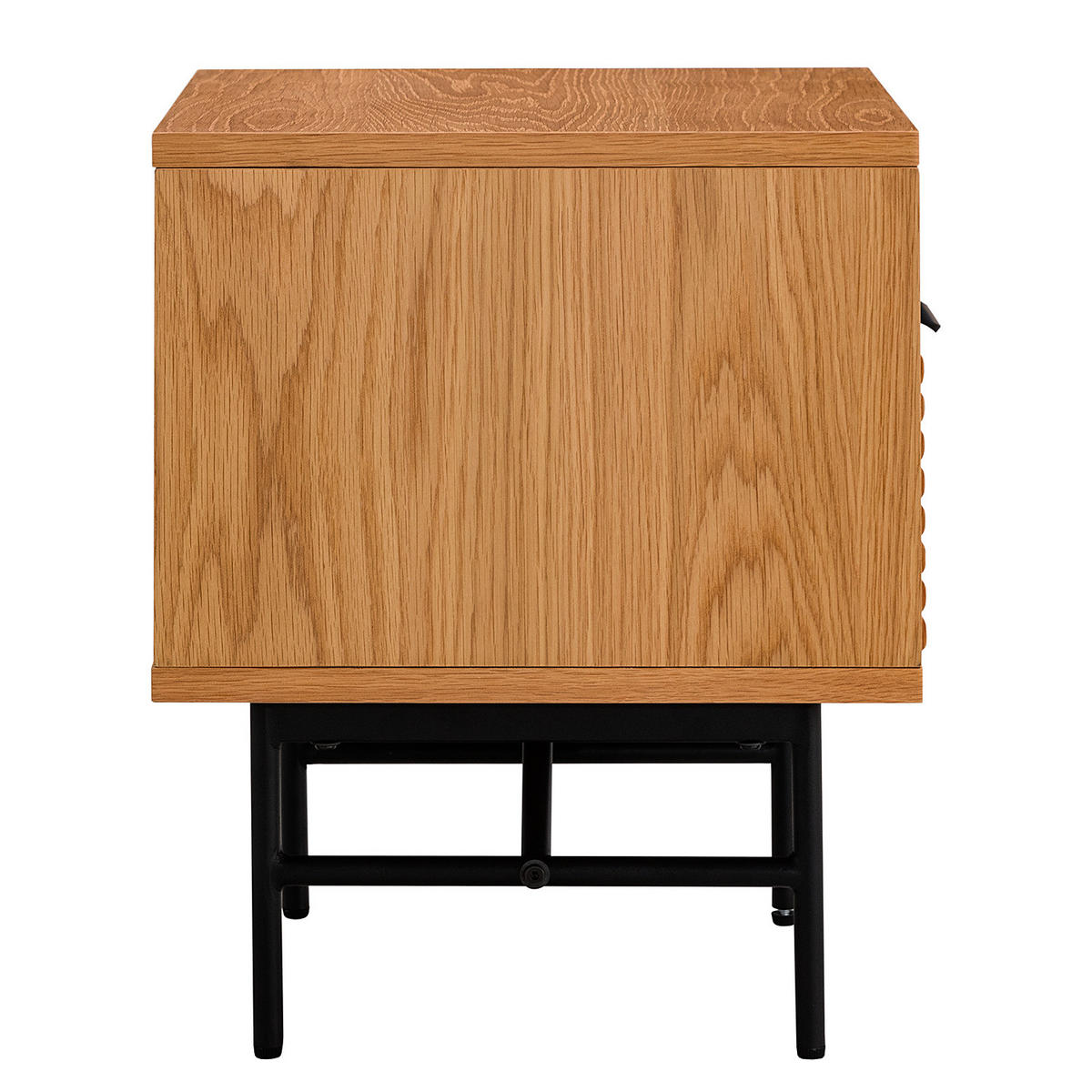NACHTKOMMODE - Echtholzfurnier / Metall - Eichefarben/Schwarz, Holzwerkstoff/Metall (45/50/40cm) - home24