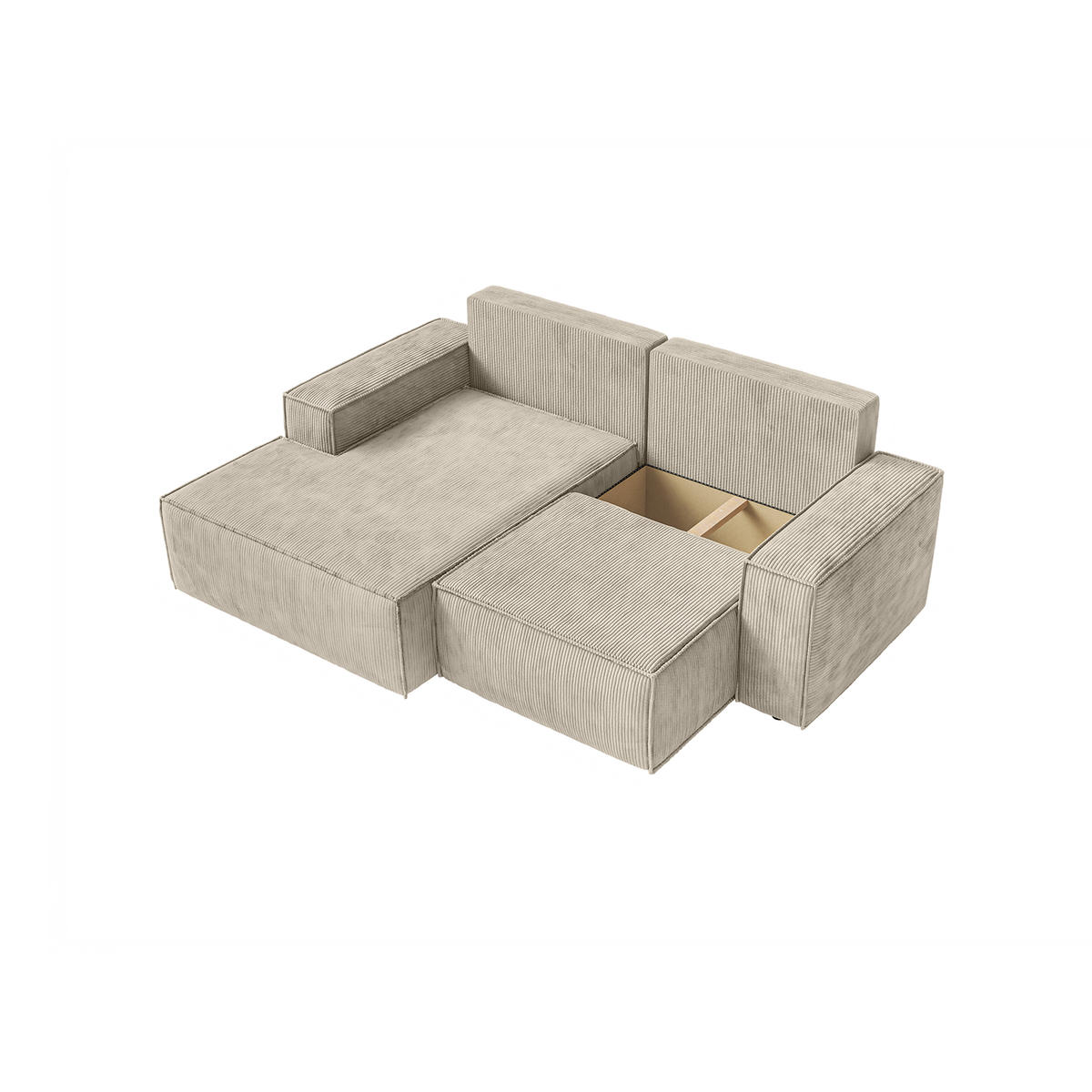 ECKSOFA KOKKO MINI mit Schlaffunktion, Beige - Beige, Textil (240/167cm) - Fedve