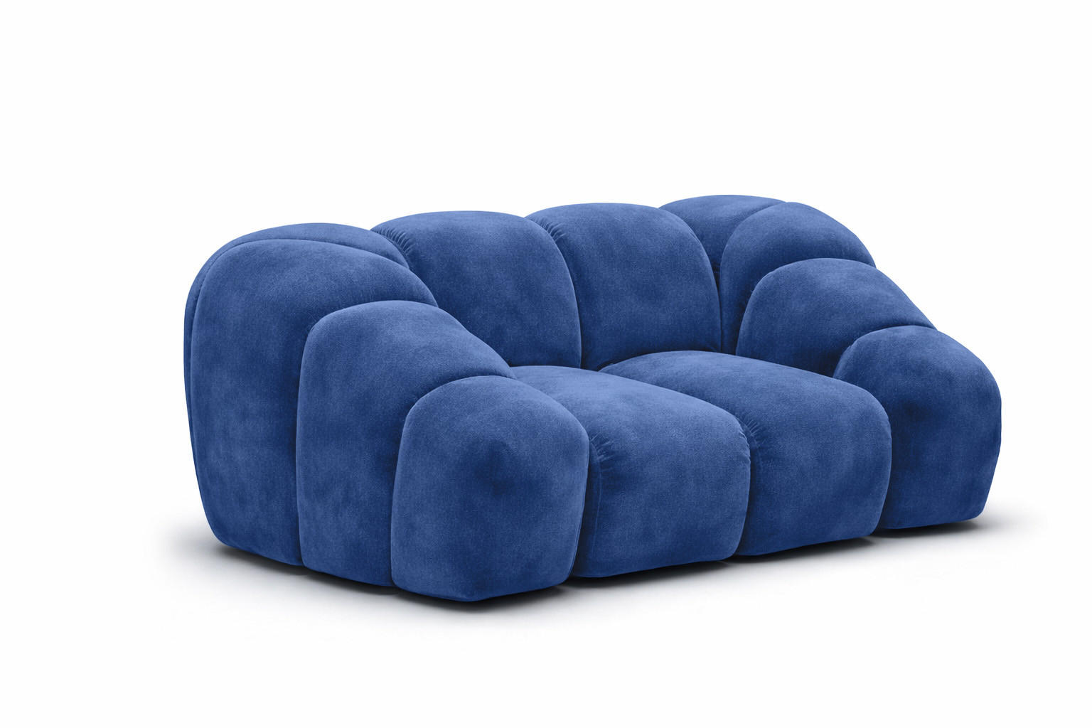 SESSEL modular, Veloursstoff Bluvel, Tintenblau, CROISSANT - Blau, Holz (168/72/115cm) - Kaiser Möbel