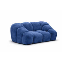 SESSEL modular, Veloursstoff Bluvel, Tintenblau, CROISSANT - Blau, Holz (168/72/115cm) - Kaiser Möbel