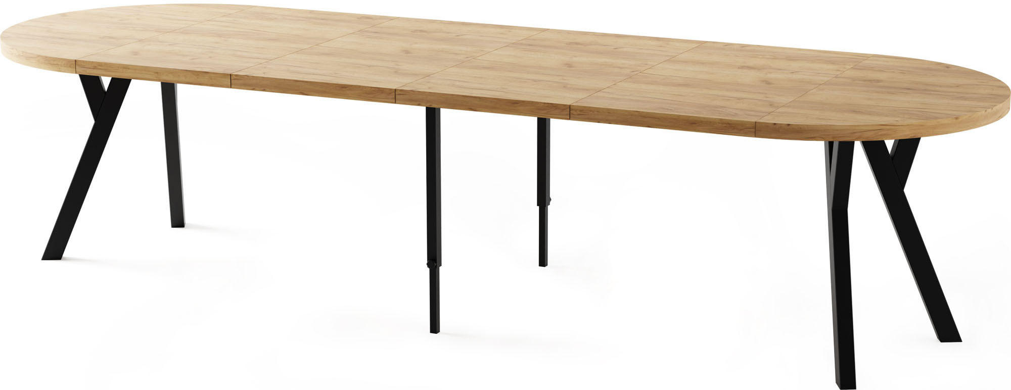 ESSTISCH Twixy XXL groß rund oval ausziehbar, Eiche Hell Braun 100-300/100/76 cm - Eiche Wotan/Schwarz, Holz/Holzwerkstoff (100/100/76cm) - WFL GROUP