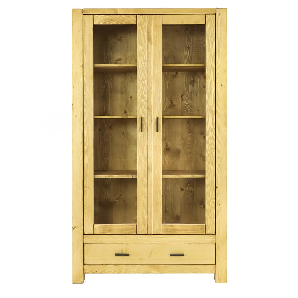 VITRINE aus Massivholz Sara - Honig, Holz (110/195/40cm) - Seart