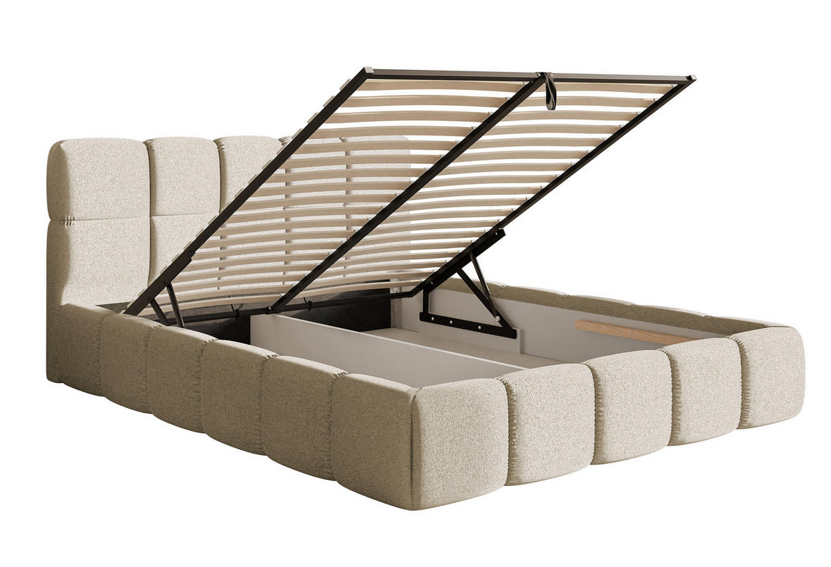 POLSTERBETT Cloudy Hellbeige Chenille mit Bettkasten 180 cm - Beige, Textil (180/200cm) - Selsey