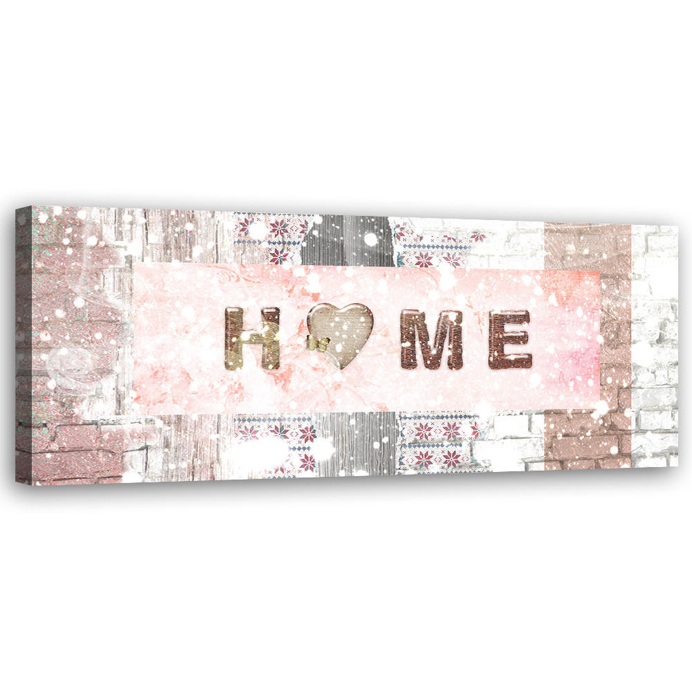 WANDBILD snowy home inschrift - Beige, Textil (90/30cm) - Feeby