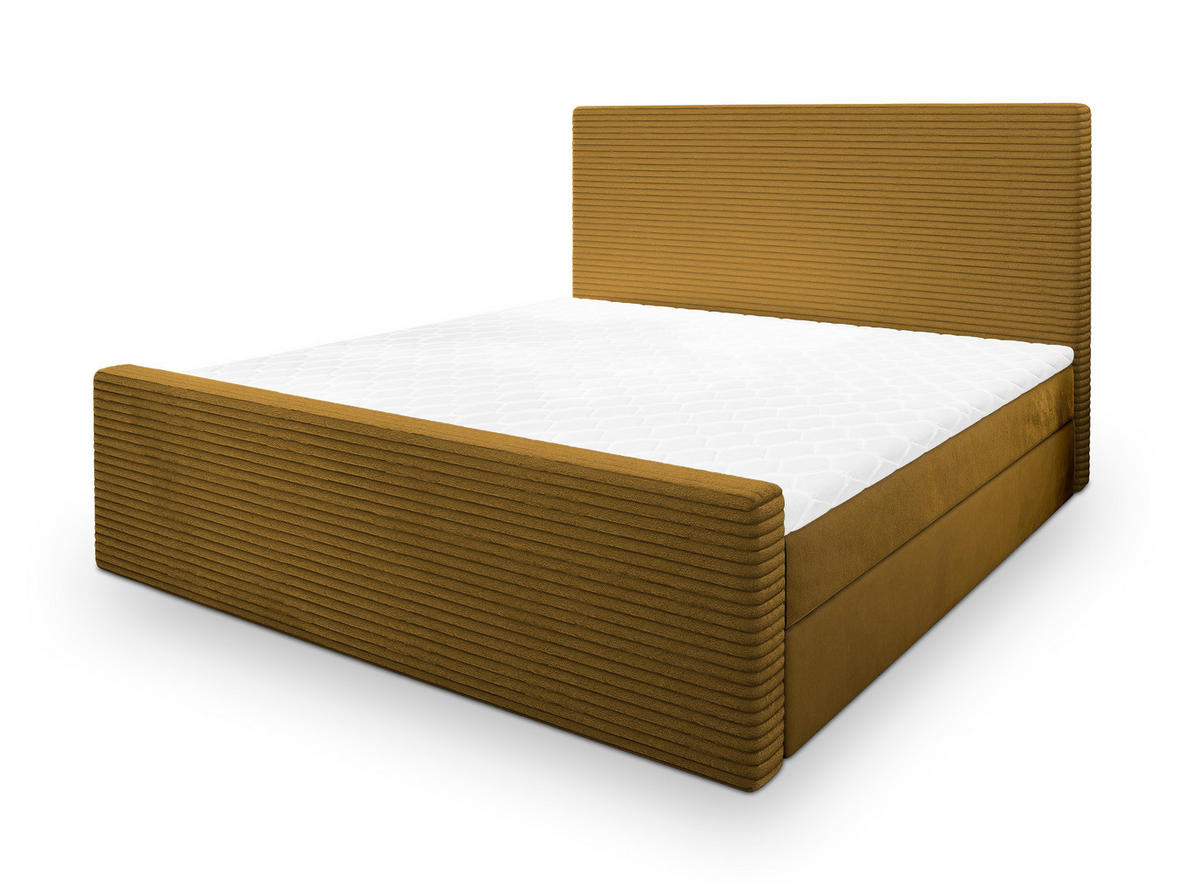 POSTEL BOXSPRING ALORIA 180x200 cm, s matrací a úložným prostorem, žlutá - žlutá, kompozitní dřevo/textil (180/200cm) - MASSENO