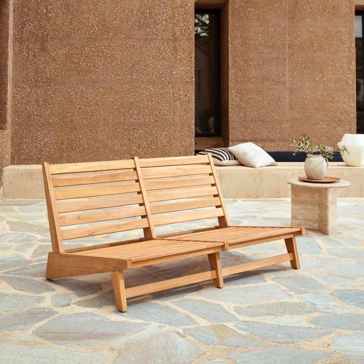 GARTENLOUNGE 3-tlg Olia Weiß aus Teak - Weiß, Holz - Tikamoon