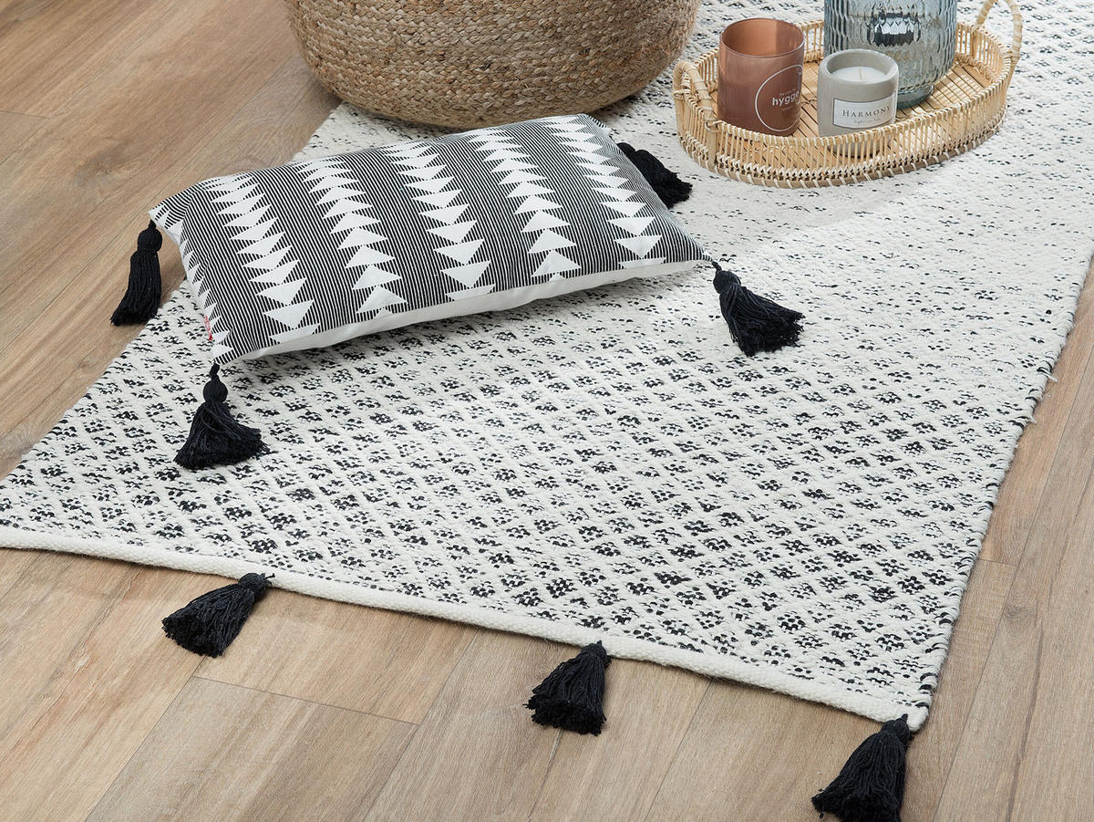 TEPPICH geflochten Gemlik 150/80 cm - Schwarz, Textil (80/150cm) - Beliani