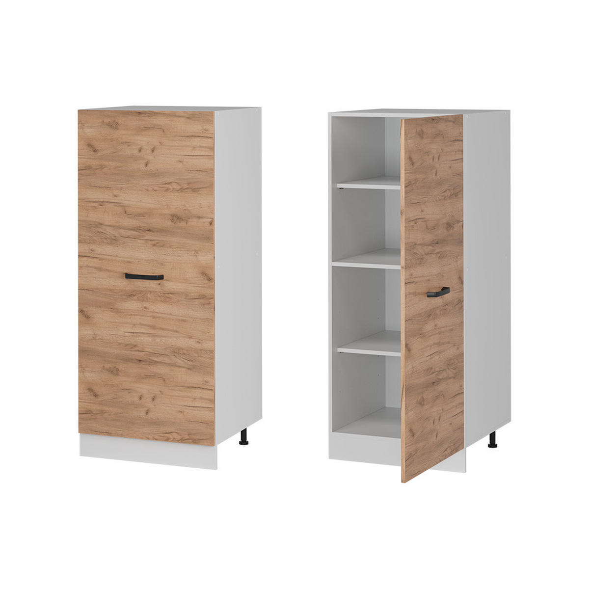 VORRATSSCHRANK R-Line Goldkraft Eiche 60 cm - Honigeiche/Weiß, Holzwerkstoff (60/143/57cm) - Vicco