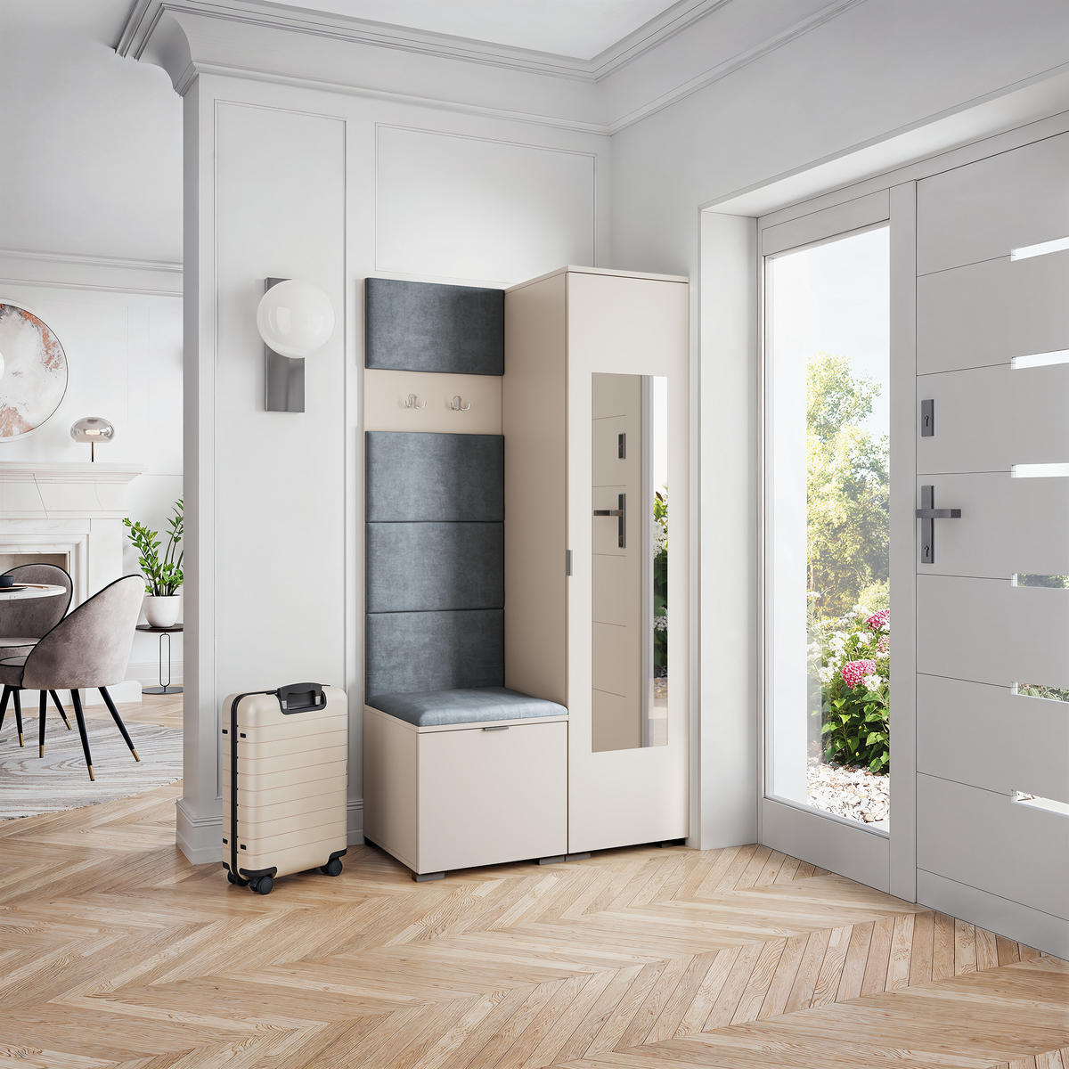 GARDEROBENSCHRANK VIRA 95/181/51 cm Modern Garderobe-Set Kaschmir - Kaschmir/Grau, Holzwerkstoff (95/181/51cm) - MASSENO