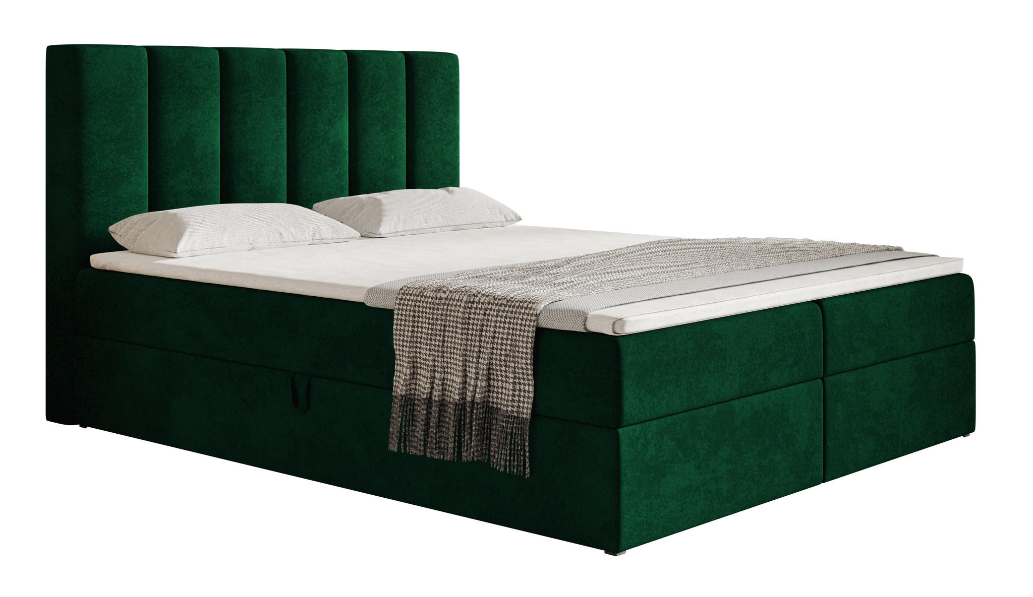 BOXSPRINGBETT 160x200 Foro, Samt, Matratze und Bettkasten, Grün - Grün, Holz/Textil (160/200cm) - Emporius