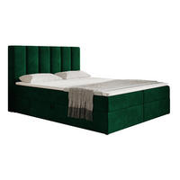 BOXSPRINGBETT 160x200 Foro, Samt, Matratze und Bettkasten, Grün - Grün, Holz/Textil (160/200cm) - Emporius