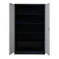 STAHLSCHRANK Bee mit 7 lackierten Fachböden 195x120x42 cm Korpusfarbe Anthrazit Frontfarbe Lichtgrau - Hellgrau, Metall (120/195/42cm)