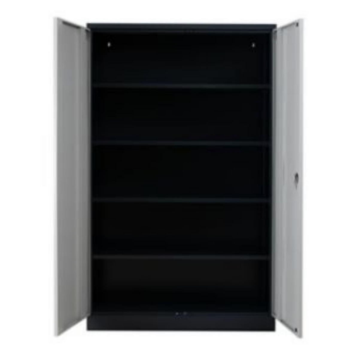 STAHLSCHRANK Bee mit 8 lackierten Fachböden 195x120x42 cm Korpusfarbe Anthrazit Frontfarbe Lichtgrau - Hellgrau, Metall (120/195/42cm)