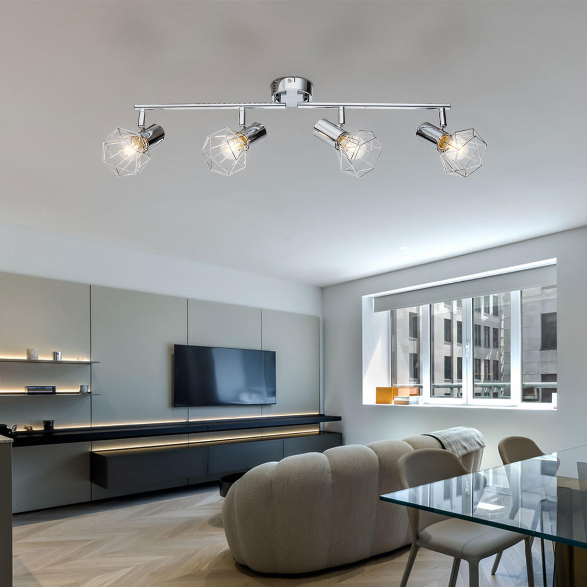 DECKENLEUCHTE Metall Silber XARA I - Silberfarben, Metall (60/9.3/15cm) - Globo Lighting