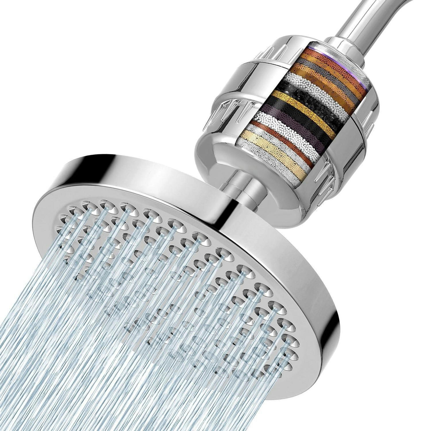 DUSCHKOPF-SET mit 23-stufigem Filter 15 cm Chrom - Silberfarben, Metall (15/15/15cm)