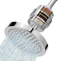 DUSCHKOPF-SET mit 23-stufigem Filter 15 cm Chrom - Silberfarben, Metall (15/15/15cm)