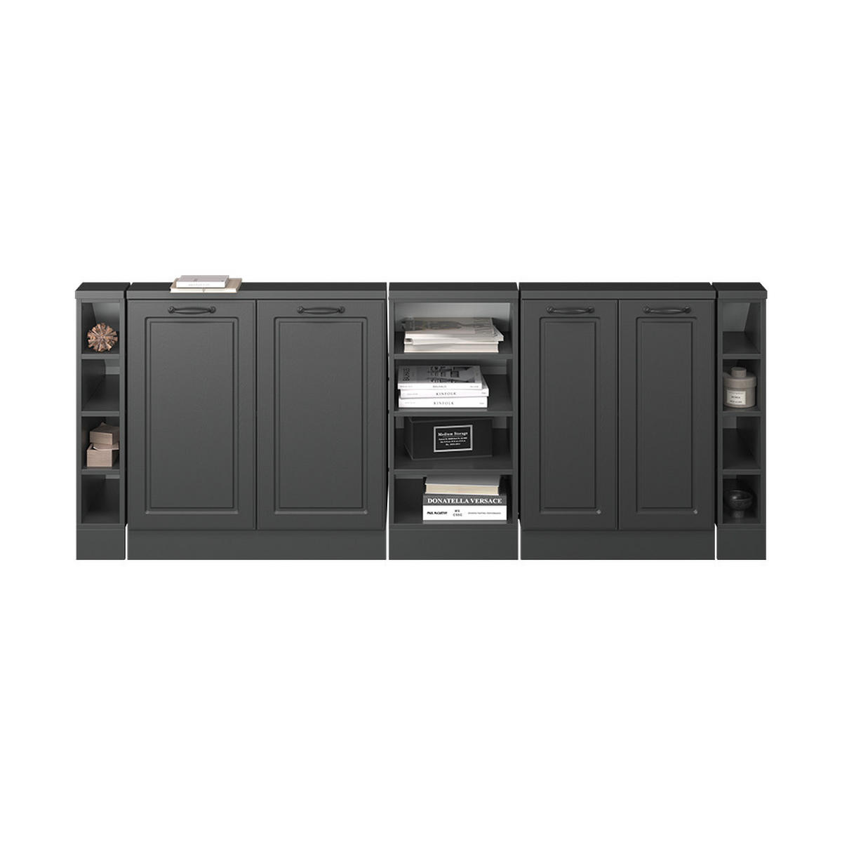 DACHSCHRÄGENSCHRANK-SET Rion Anthrazit Landhaus/Anthrazit 5er Set - Anthrazit, Holzwerkstoff (215/81.6/46cm) - Vicco