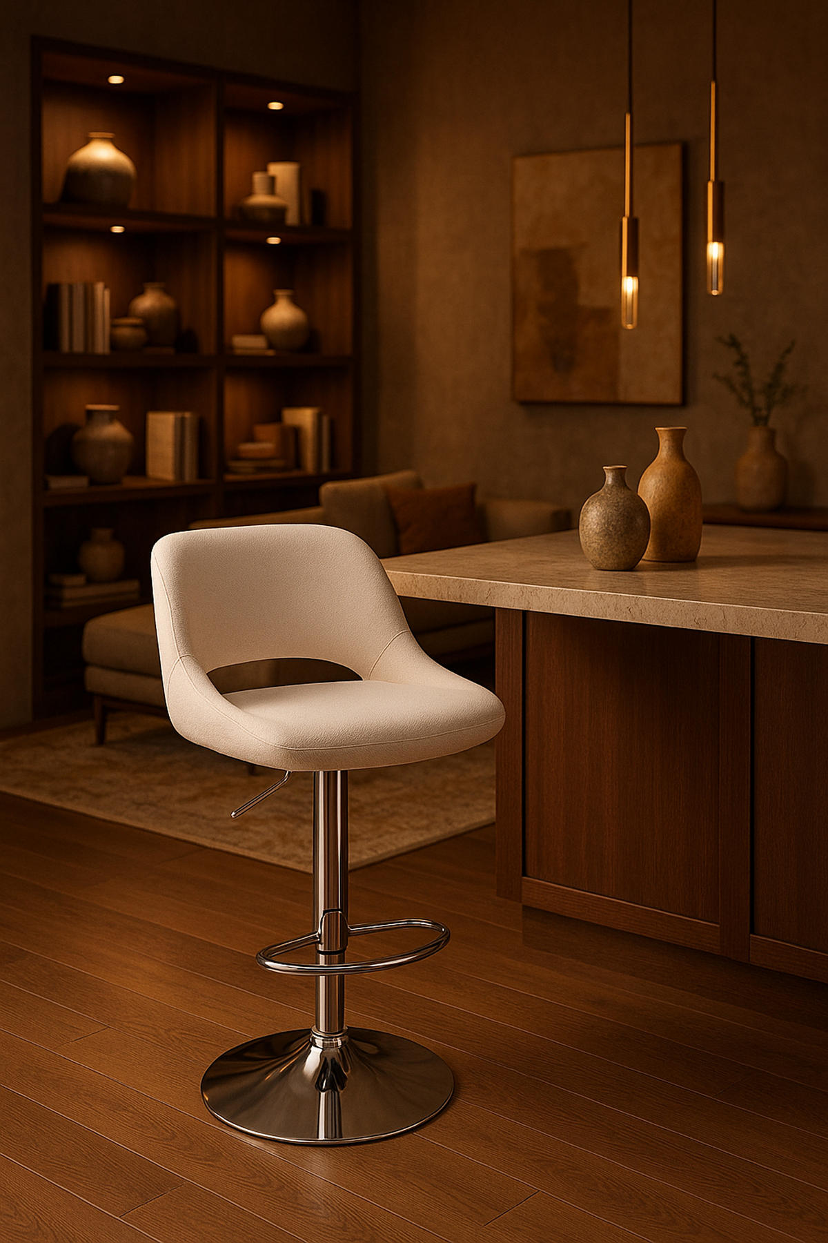 BARHOCKER Campus Stoff chrom creme - Chromfarben/Naturfarben, Textil/Metall (42/107/46cm) - TPFLiving