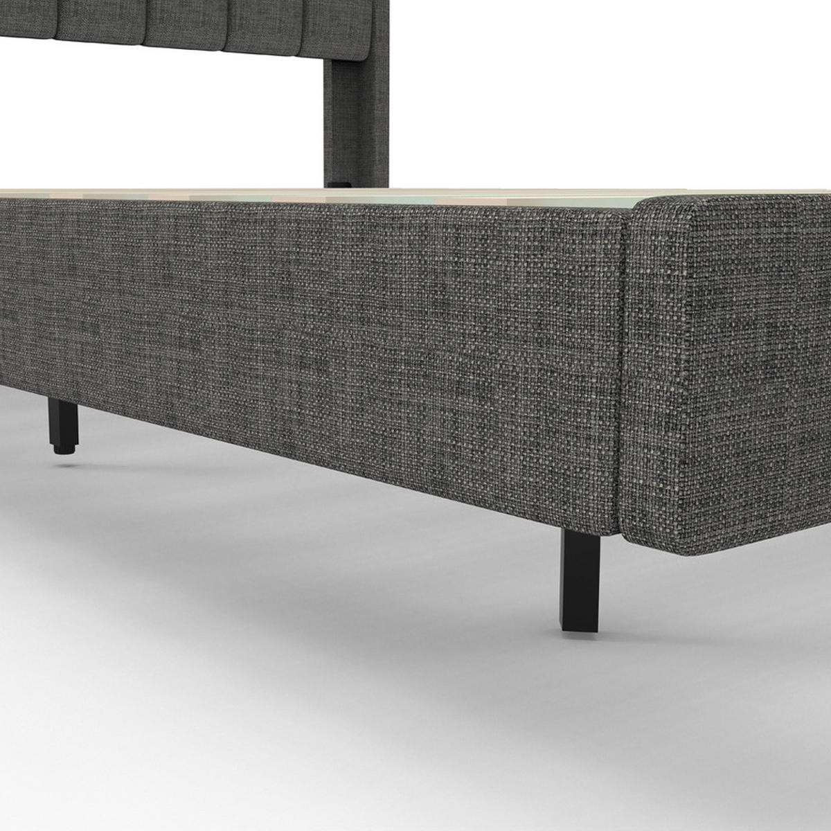 LED BETT MELURA - Dunkelgrau, Mit Matratze - Dunkelgrau, Kunststoff - Home Deluxe