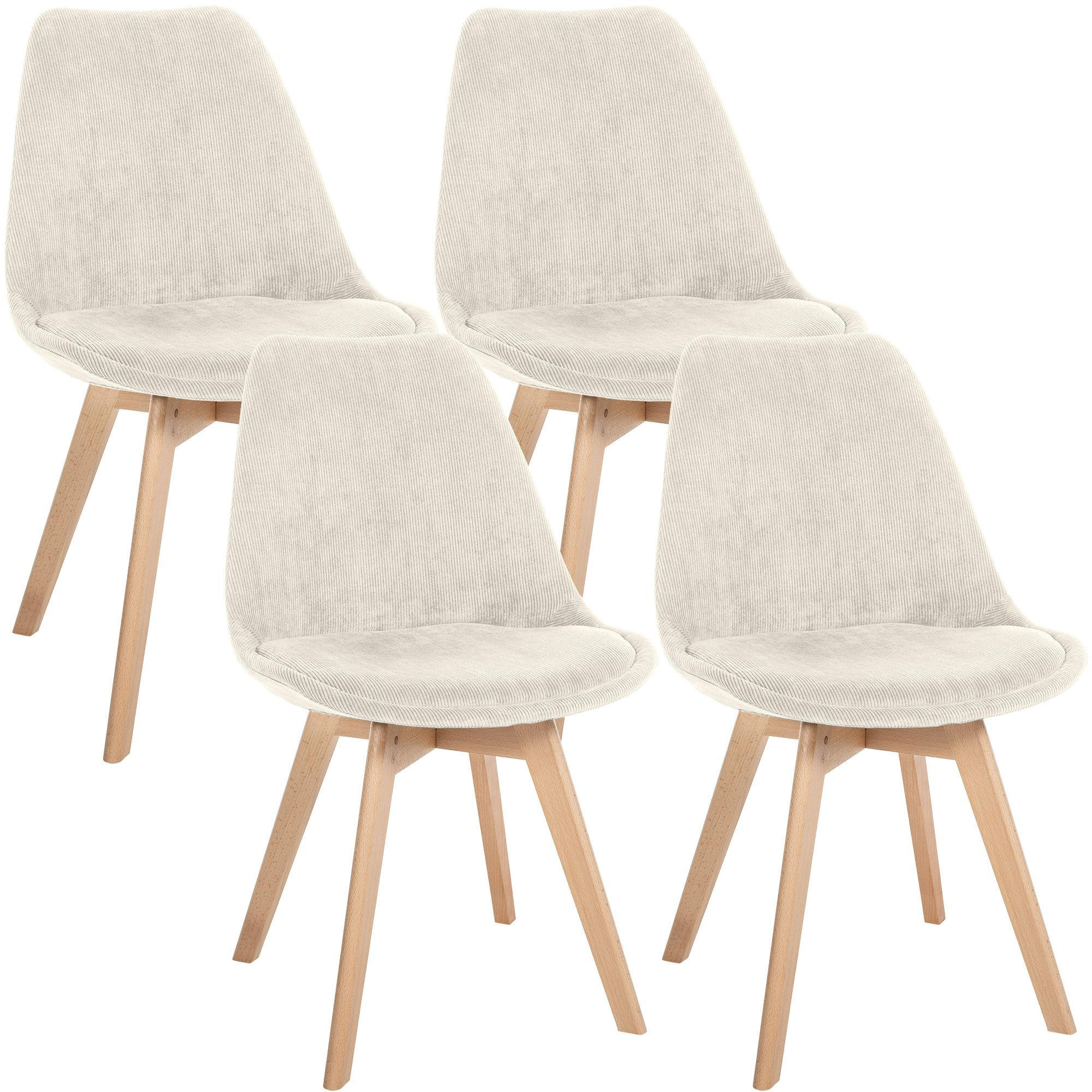 STUHL 4er Set Cord beige - Eukalyptusholzfarben/Beige, Holz/Textil (49/83/50cm) - CLP