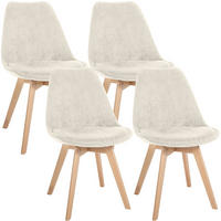STUHL 4 Cord Beige - Eukalyptusholzfarben/Beige, Holz/Textil (49/83/50cm) - CLP