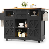 KÜCHENINSEL 140x40x93.5cm aus MDF/Metall mit Klappplatte,2 Schubladen - Schwarz, Holzwerkstoff (40/93.5/140cm) - Modfu