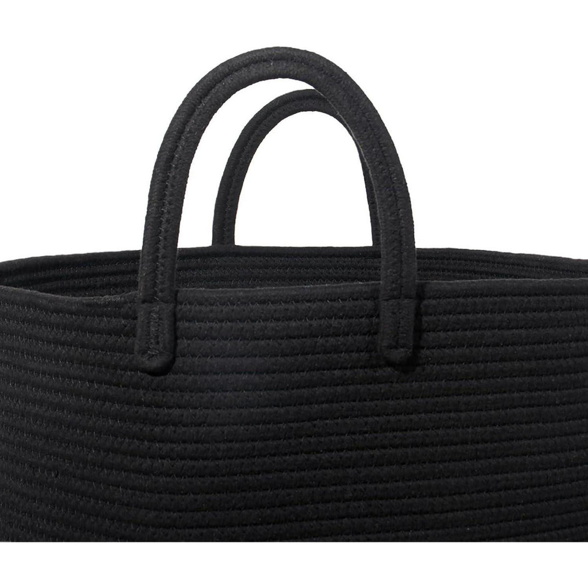 WÄSCHEKORB mit Henkel geflochten Schwarz D 38 x H 50 CM - Schwarz, Textil (38/50/38cm)