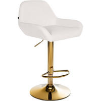 BARHOCKER Lederlook weiß - Goldfarben/Weiß, Textil/Metall (51/89/52cm) - CLP