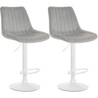 BARHOCKER 2er Set Samt Grau - Grau, Textil/Metall (49.5/91/50cm) - CLP