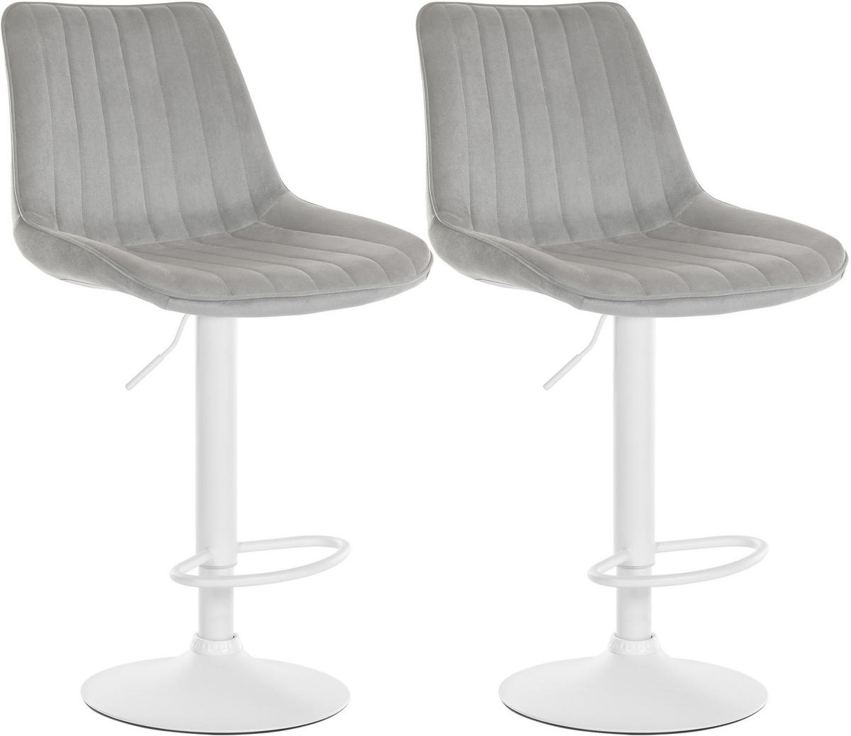 BARHOCKER 2er Set Samt Grau - Grau, Textil/Metall (49.5/91/50cm) - CLP