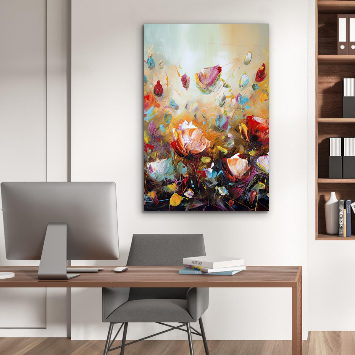 METALLBILD Blumen - Kunst - Natur - Ölgemälde 60x90 cm - Multicolor, Metall (60/90cm) - MuchoWow