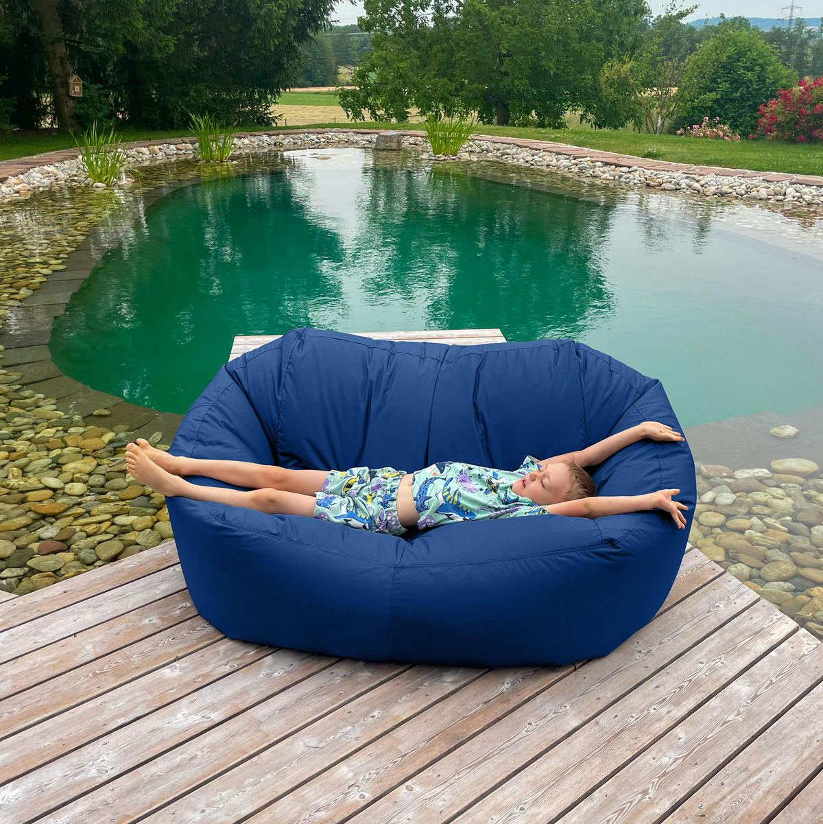 SITZSACK SOFA Lounge königsblau für Indoor und Outdoor - Blau/Dunkelblau, Textil (1600/60/1000cm) - Bruni