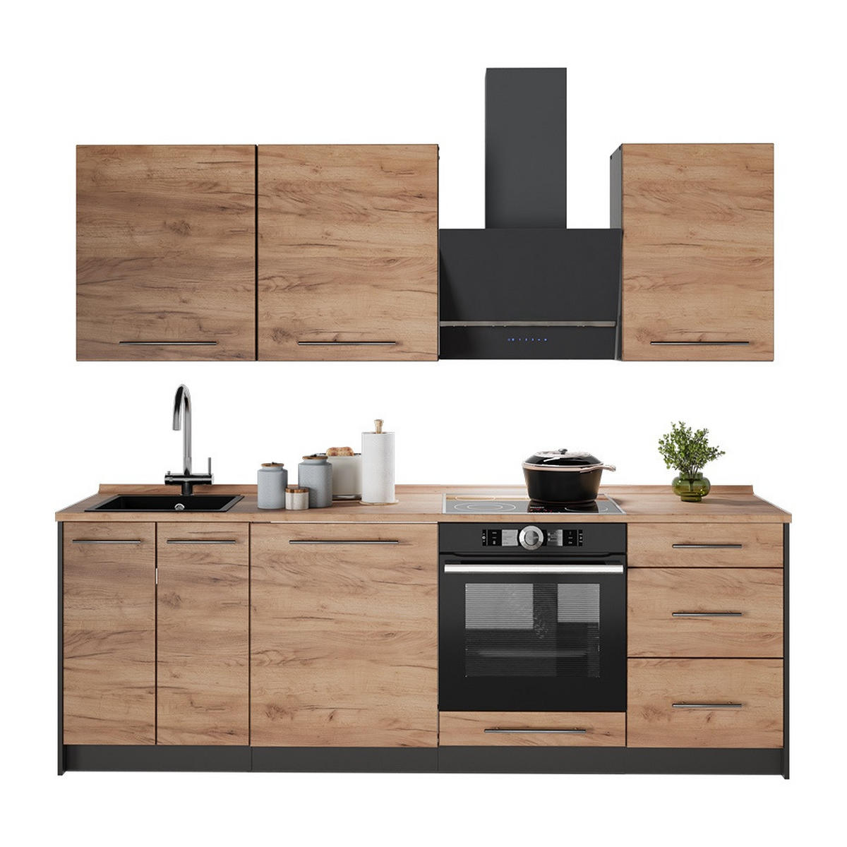 KÖK Fame-Line, Goldkraft ek/Vit, 230 cm, AP Oak - Vit/Honungsek, Träbaserade material (230/206.8/60cm) - Vicco