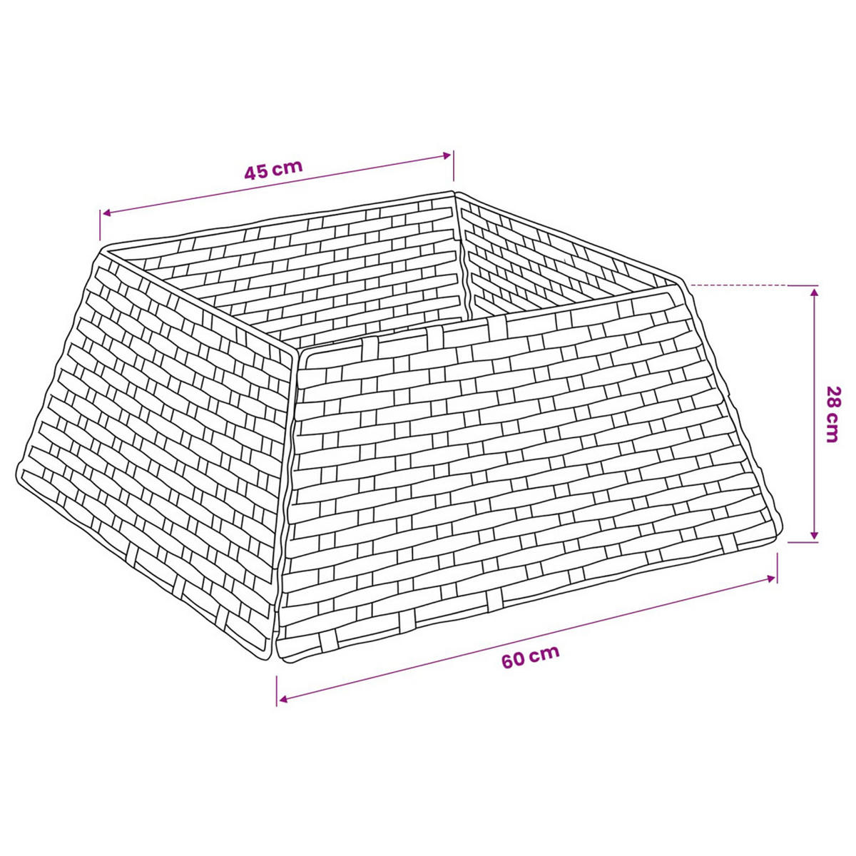 WEIHNACHTSBAUMKRAGEN 60/60/28 cm Braun Poly-Rattan - Braun, Holzwerkstoff (60/28/60cm) - vidaXL