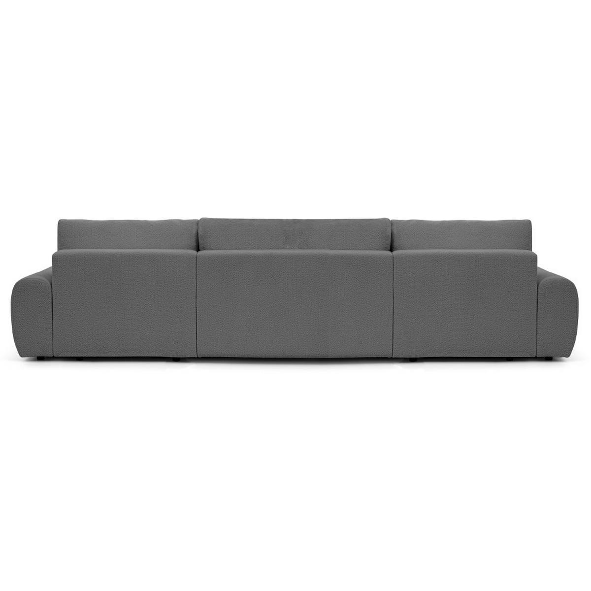 WOHNLANDSCHAFT Oliver mit Schlaffunktion, Dunkelgrau, Bouclé-Stoff - Dunkelgrau/Schwarz, Holzwerkstoff (355/87/160cm) - Beautysofa