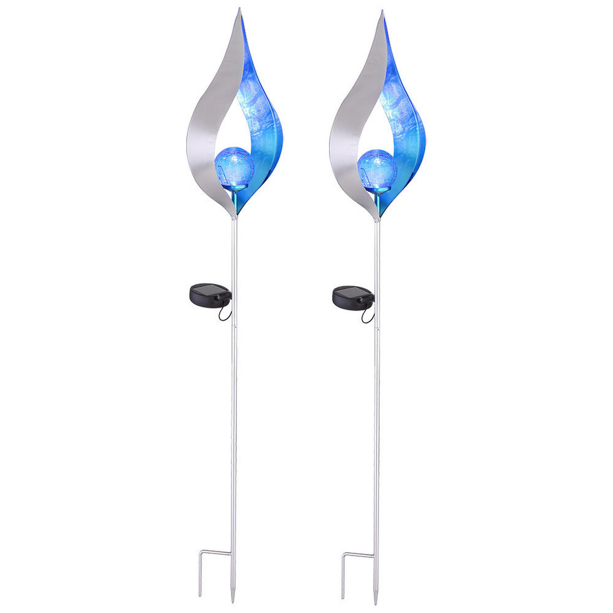 LED AUSSENLEUCHTE Silber Flammen-Optik - Silberfarben, Glas (17.5/6/90cm) - Globo Lighting