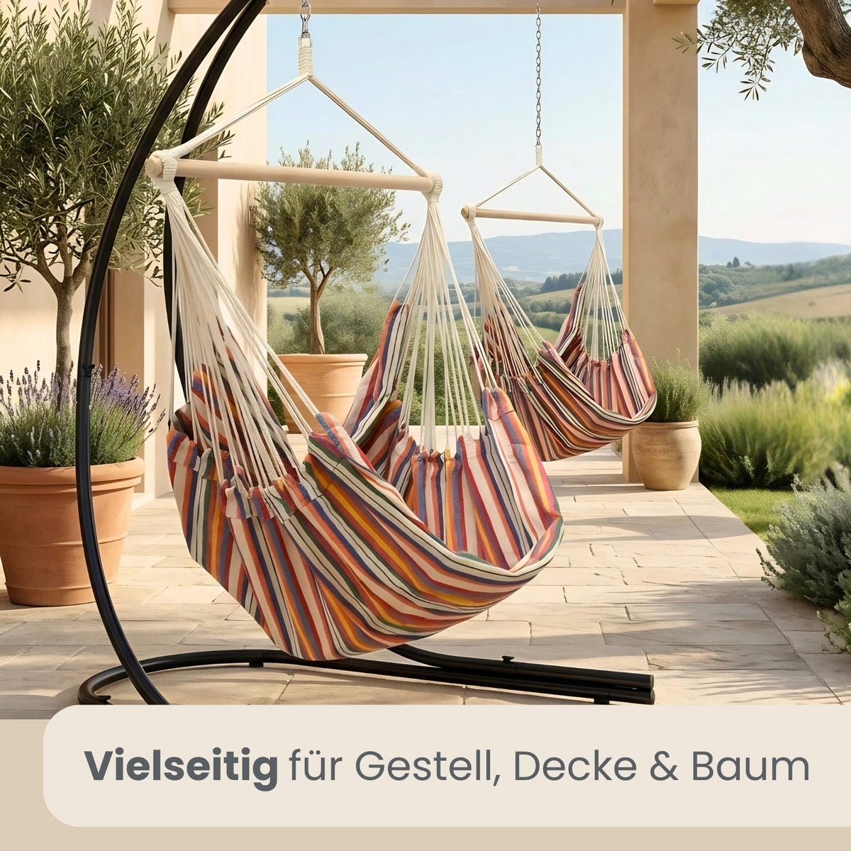 XXL-HÄNGESESSEL bis 150kg, 185/130 cm Multicolor - Multicolor, Textil (130/155/185cm) - Amanka