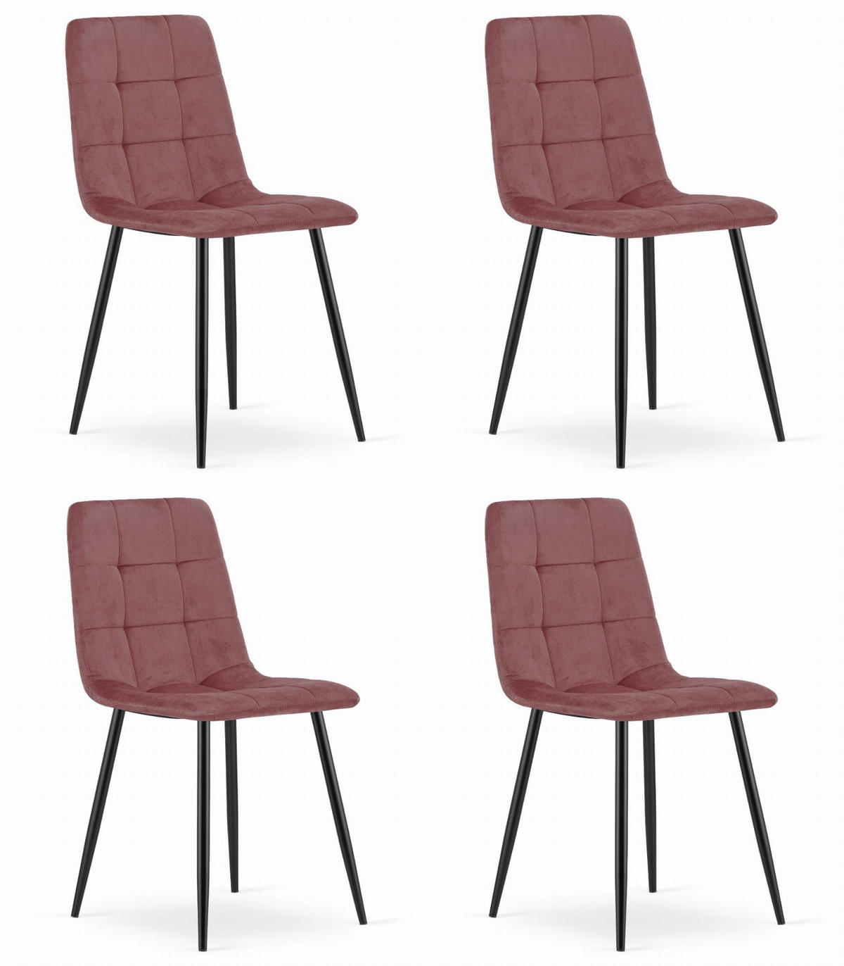 ESSZIMMERSTÜHLE 4er Set Rosa, Gepolsterte Sitzfläche, Metallbeine, Modernes Design - Pink, Textil (46/89/51cm) - Best For Home