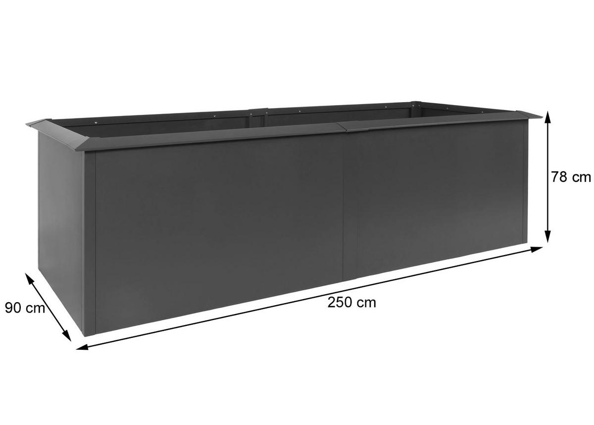 HOCHBEET Anthrazit - Anthrazit, Metall (250/78/90cm) - MCW