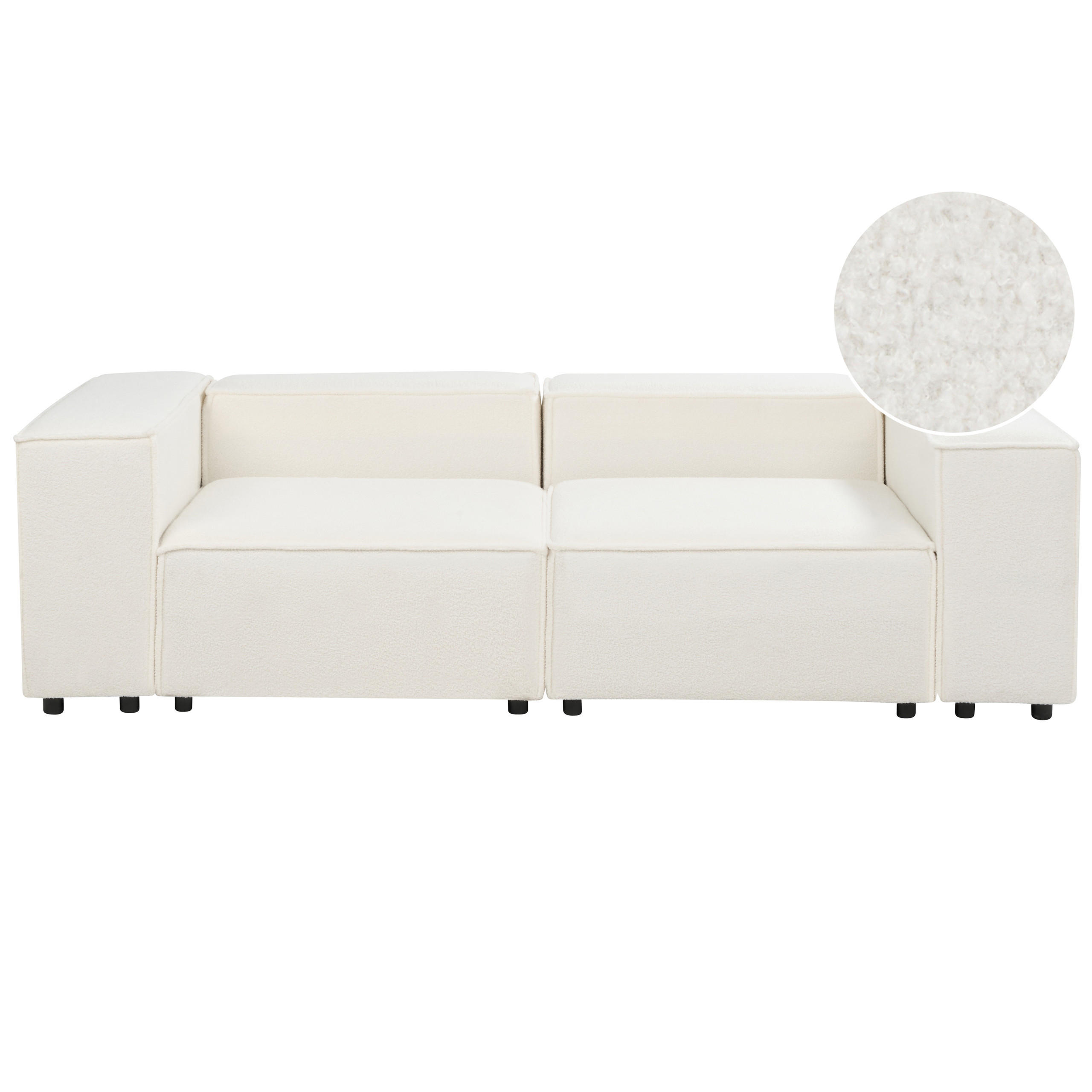 2-SITZER-SOFA Bouclé weiß Aprica - Schwarz/Weiß, Textil (240/68/119cm) - Beliani