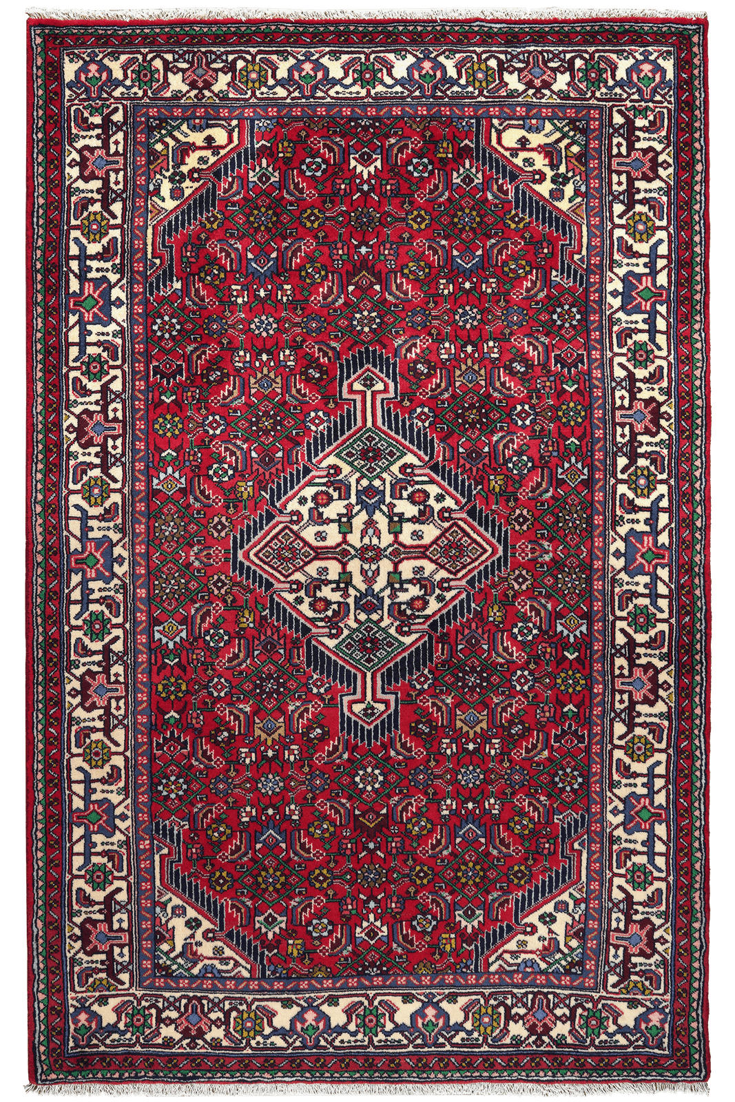 ORIENTTEPPICH handgeknüpft Assadabad Rot 192/122 cm Schurwolle - Rot, Textil (122/192cm) - Looma