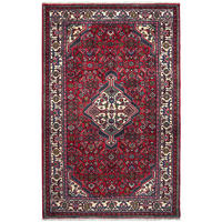 ORIENTTEPPICH handgeknüpft Assadabad Rot 192/122 cm Schurwolle - Rot, Textil (122/192cm) - Looma