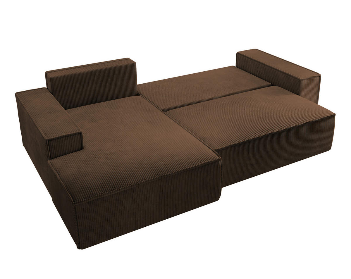 ECKSOFA Farese Braun Cordbezug - Schwarz/Braun, Kunststoff/Textil (267/167cm) - Selsey