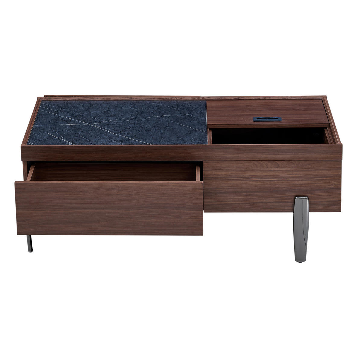 KONFERENČNÍ stolek 105/50/41,5 cm hnědý a tmavě šedý z MDF a skla se zásuvkami - hnědá, kompozitní dřevo (105/50/41.5cm) - OKWISH