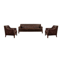 COUCHGARNITUR mit Sessel - 5 Personen - leder - schokoladenbraun Colbert - Braun, Leder/Holz (194.5/84/84cm) - Vente-Unique
