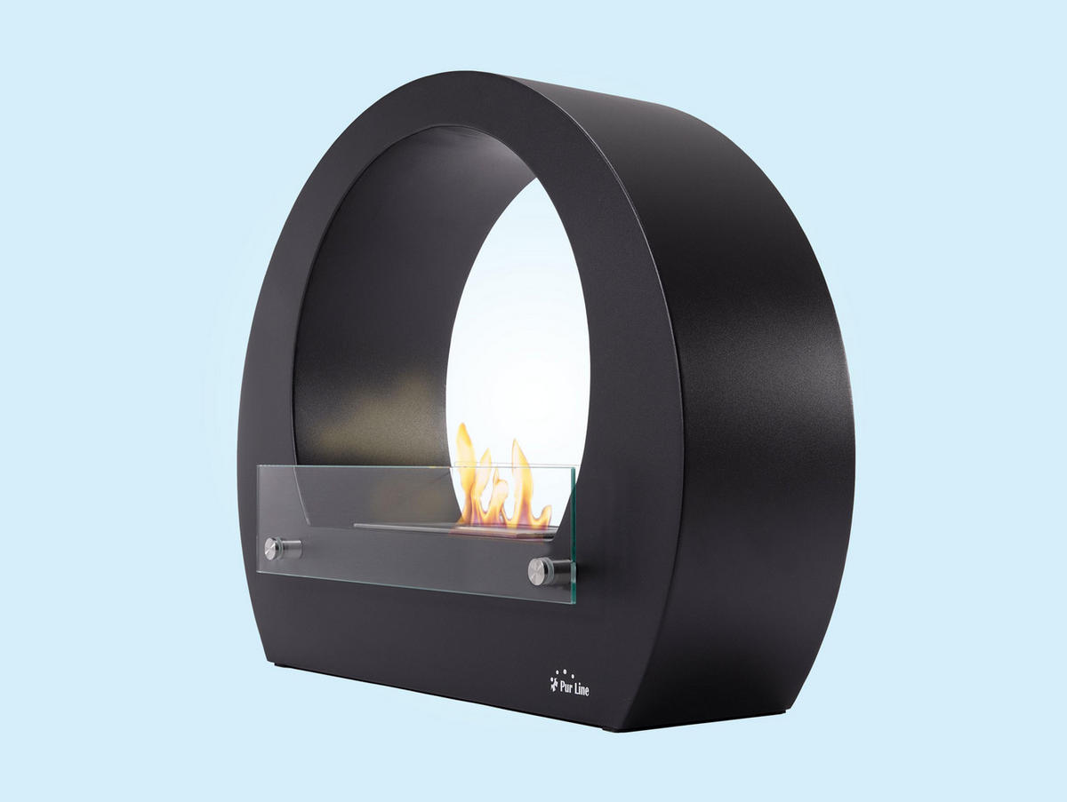 BIOETHANOL-KAMIN Schwarz Bodenmodell inklusive 1.25 L Brennblock - Schwarz, Metall (64/52/18cm) - Purline