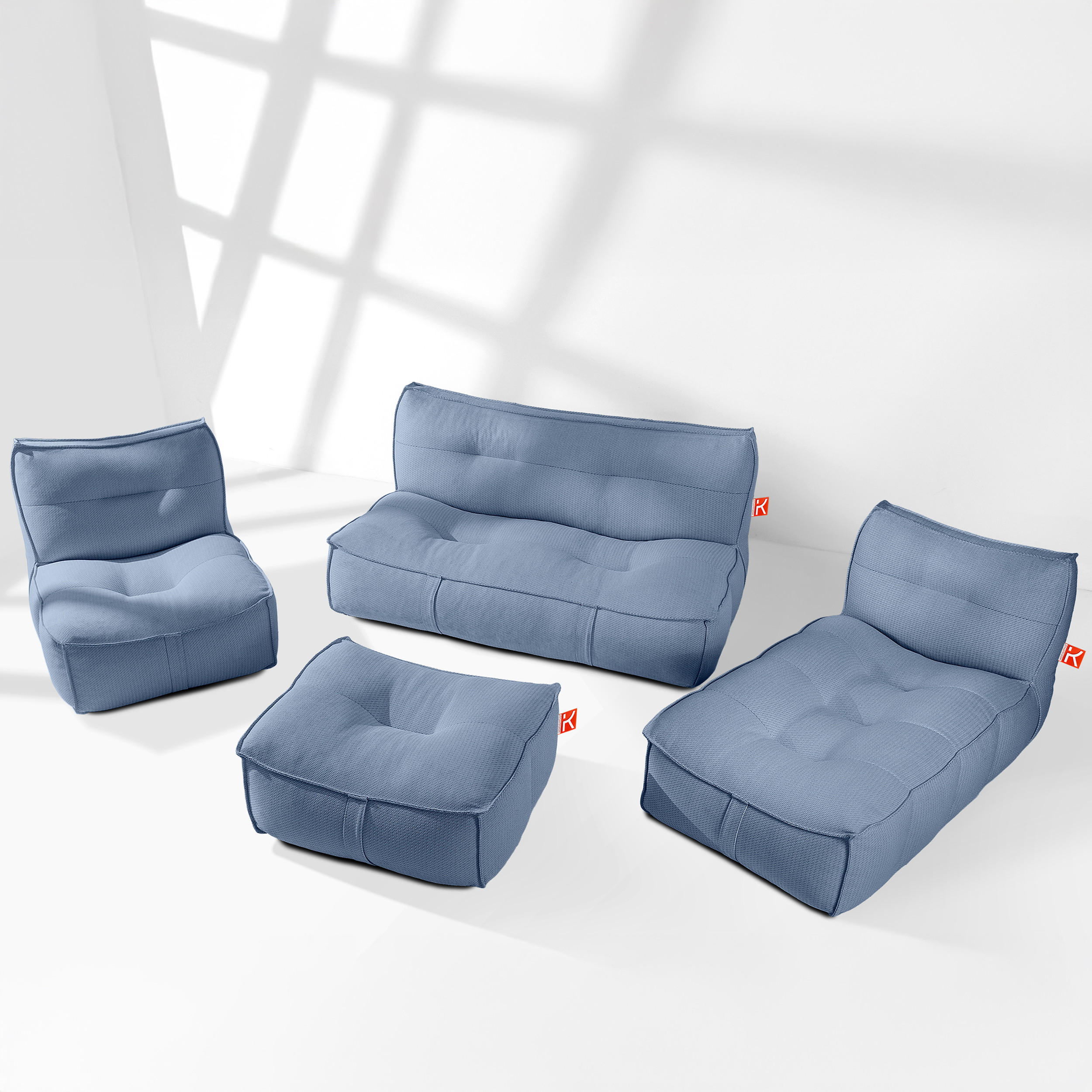 GARTENLOUNGE-SET LOVIA, Möbel-Set, Marineblau/Weiß - Dunkelblau, Textil - KONSIMO®