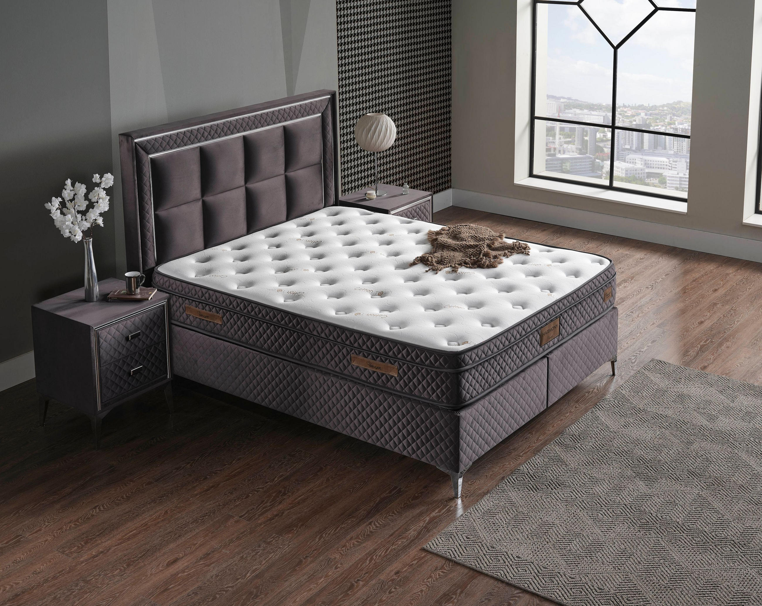 POLSTERBETT-SET Harmony 160x200 Anthrazit - Bett inkl. Matratze - Anthrazit, Metall (160/200cm) - Villa Möbel