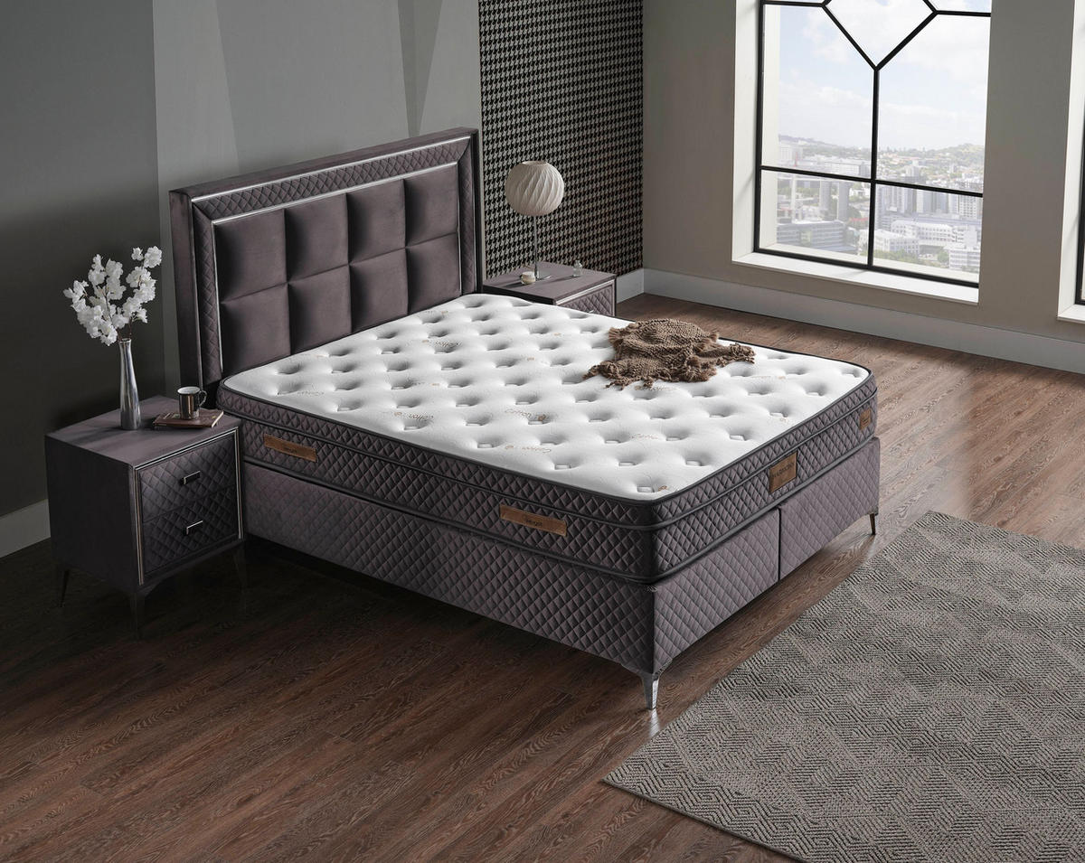 POLSTERBETT-SET Harmony 150x200 Anthrazit - Bett inkl. Matratze - Anthrazit, Metall (150/200cm) - Villa Möbel
