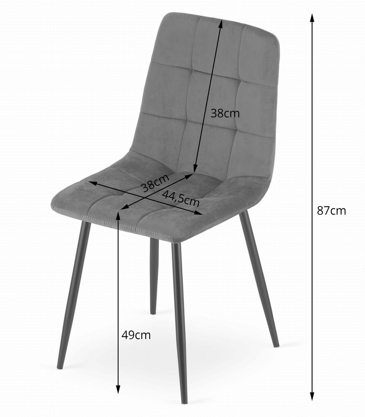 STUHL CETARA 1 Stück, Schwarz, mit Samtstoff gepolstert - Schwarz, Textil/Metall (45/87/51cm) - Komodee